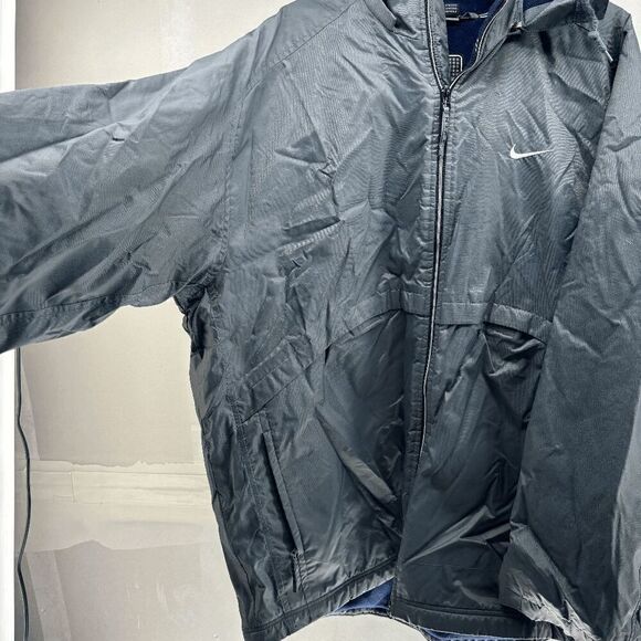 NIKE MEN SIZE XL DARK GRAY FULL ZIP FLEECE LINED GRAY PARKA JACKET HOODED Y2K - Picture 2 of 8